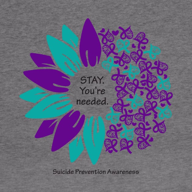 Suicide prevention: Stay flower, black type by Just Winging It Designs